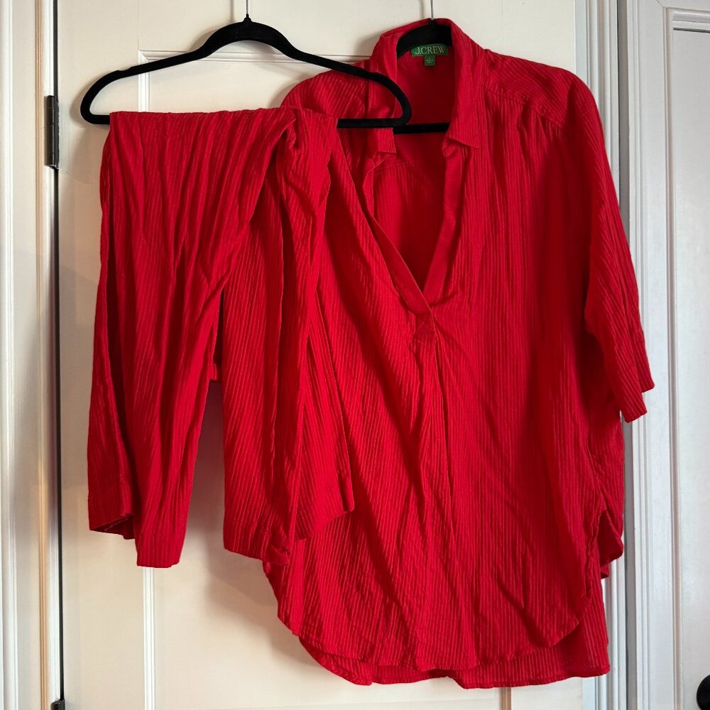 J. Crew Airy Gauze Beach Set (Top + Bottom) in Venetian Red